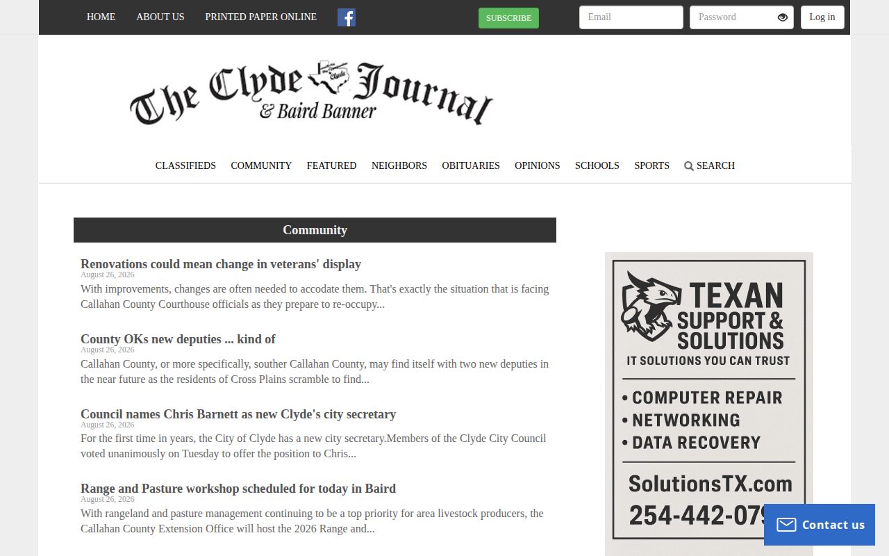 Callahan County local crime news and booking-record source at the Clyde Journal